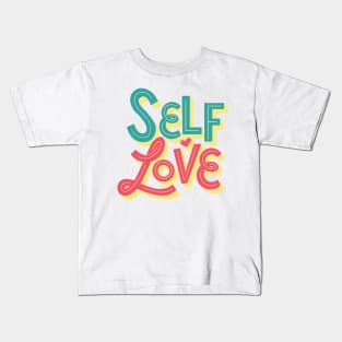 Self Love Self Care Lettering Kids T-Shirt